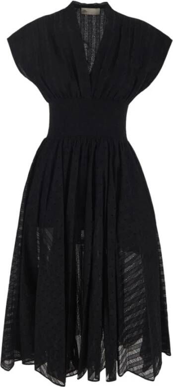 TORY BURCH Eyelet Midi Jurk Zwart Dames