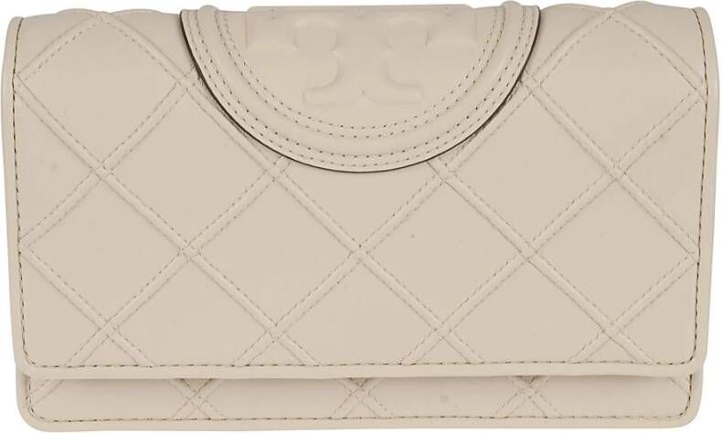TORY BURCH Fleming Soft Chain Wallet Luxe Crossbody Tas White Dames