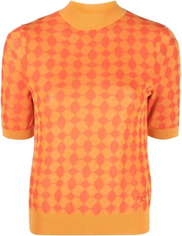 TORY BURCH Gebreide kleding met ronde hals en geometrische print Oranje Dames