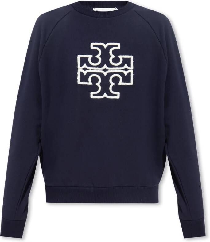 TORY BURCH Katoenen sweatshirt met logo Blauw Dames
