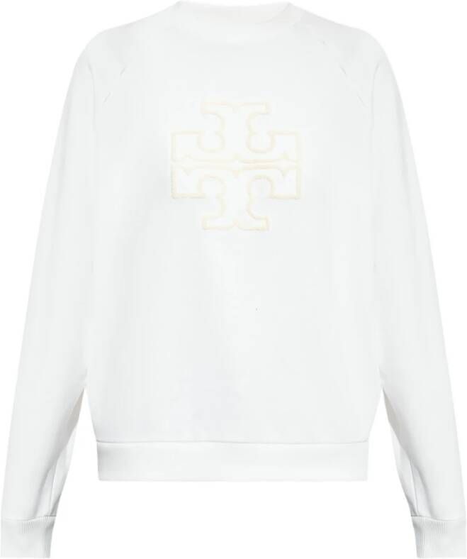 TORY BURCH Logo-Appliqué Katoenen Sweatshirt White Dames