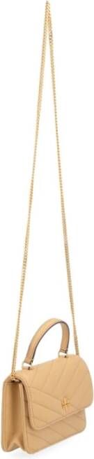 TORY BURCH Desert Dune Chevron Mini Portemonnee met Ketting Handvat Beige Dames