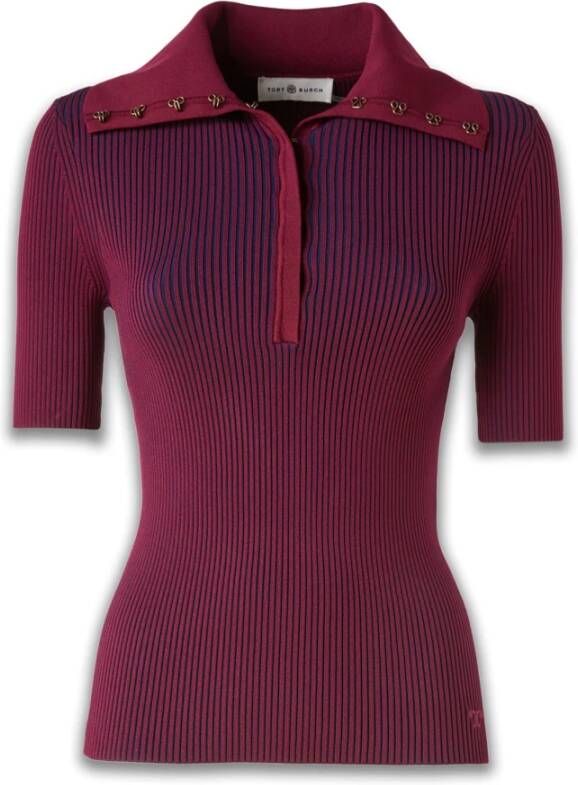 TORY BURCH Klassieke Polo Shirt Collectie Purple Dames