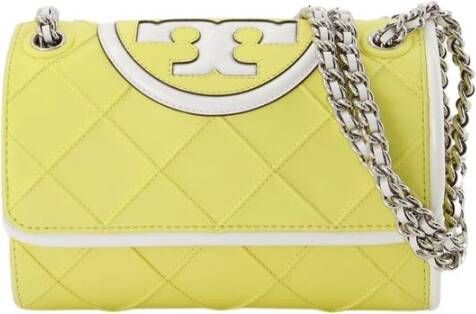 TORY BURCH Kleine Fleming Crossbody Tas Geel Wit Leer Geel Dames