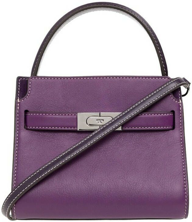 TORY BURCH Lee Radziwill Pebbled Petite Double Bag Paars Dames