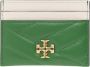 TORY BURCH Leren kaarthouder met logo Groen Dames - Thumbnail 1