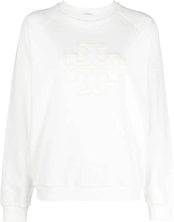 TORY BURCH Logo-Appliqué Katoenen Sweatshirt White Dames