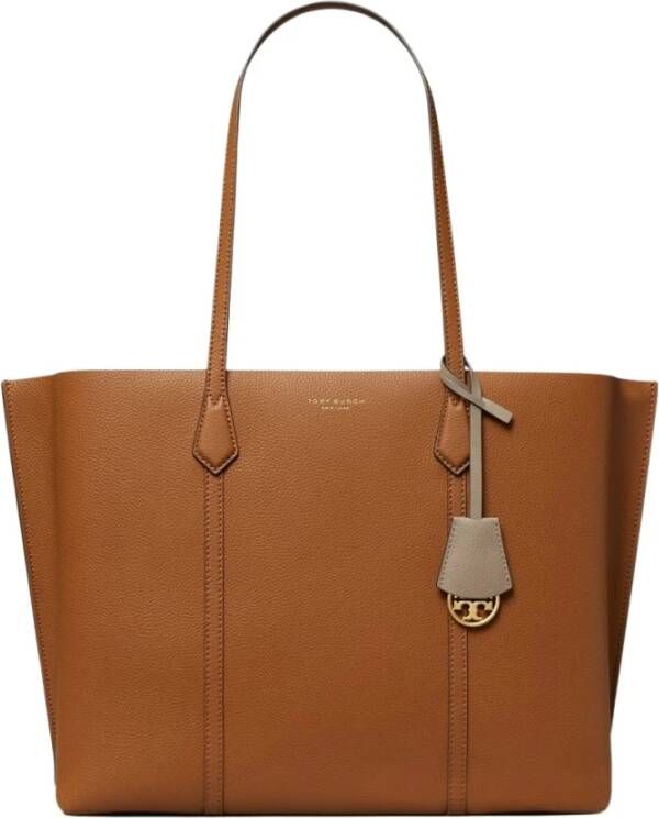 TORY BURCH Perry Triple-Compartment Tote Tas Bruin Dames