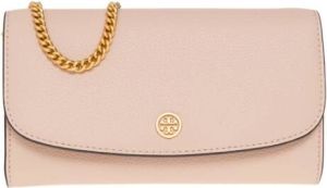 TORY BURCH Robinson wallet with strap Roze Dames