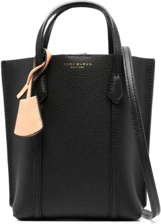 TORY BURCH Stijlvolle leren tote tas Zwart Dames