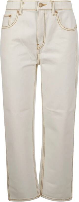 TORY BURCH Straight Jeans met Hoge Taille White Dames