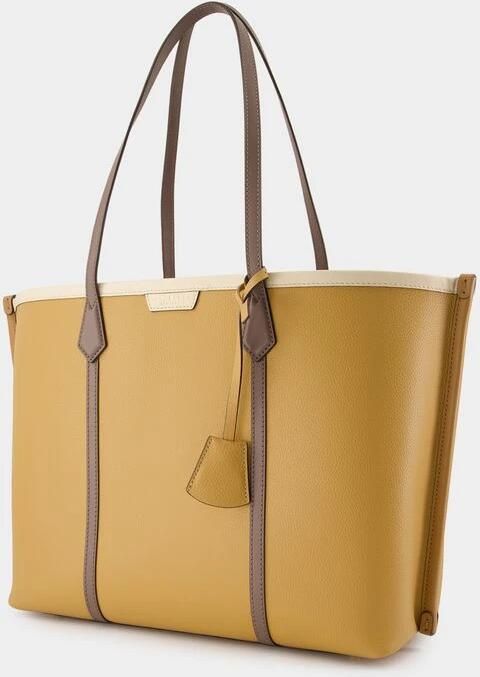 TORY BURCH Totes & shoppers Perry Color-Block Shopper Bag Leather Brown in bruin