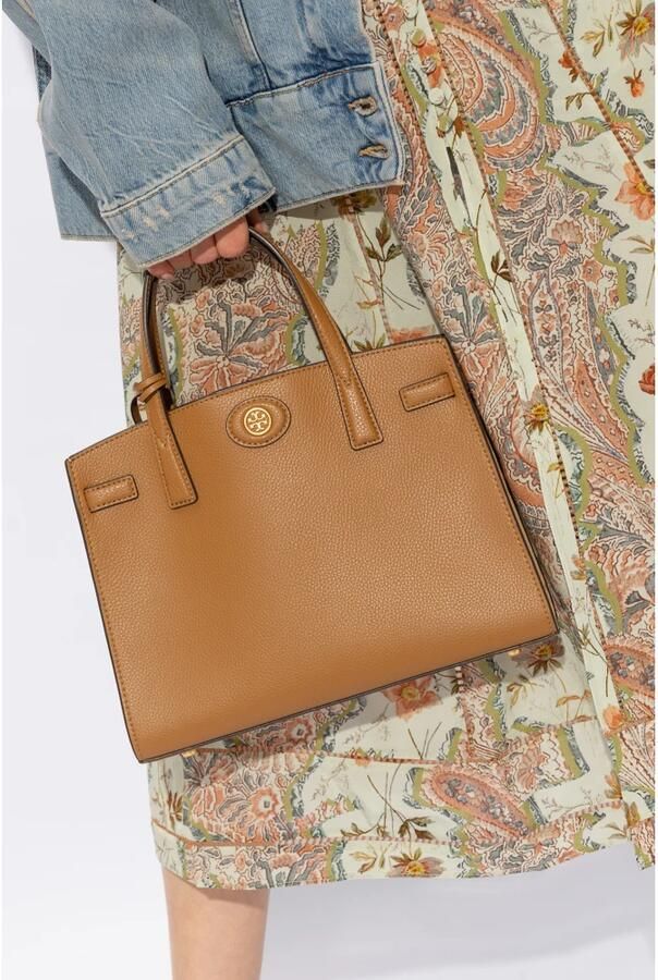 TORY BURCH Gepolijste Leren Schoudertas met Klep Brown Dames - Foto 11