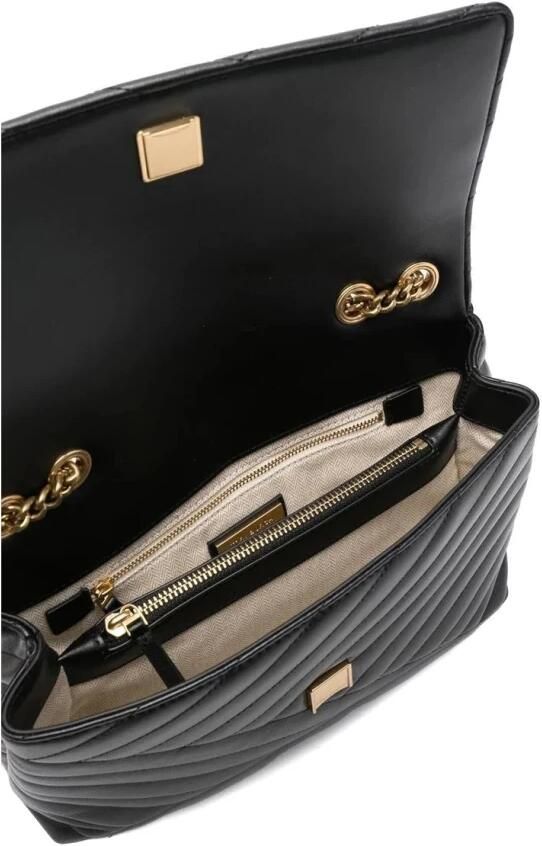 TORY BURCH Chevron Schoudertas van Zwart Leer Black Dames