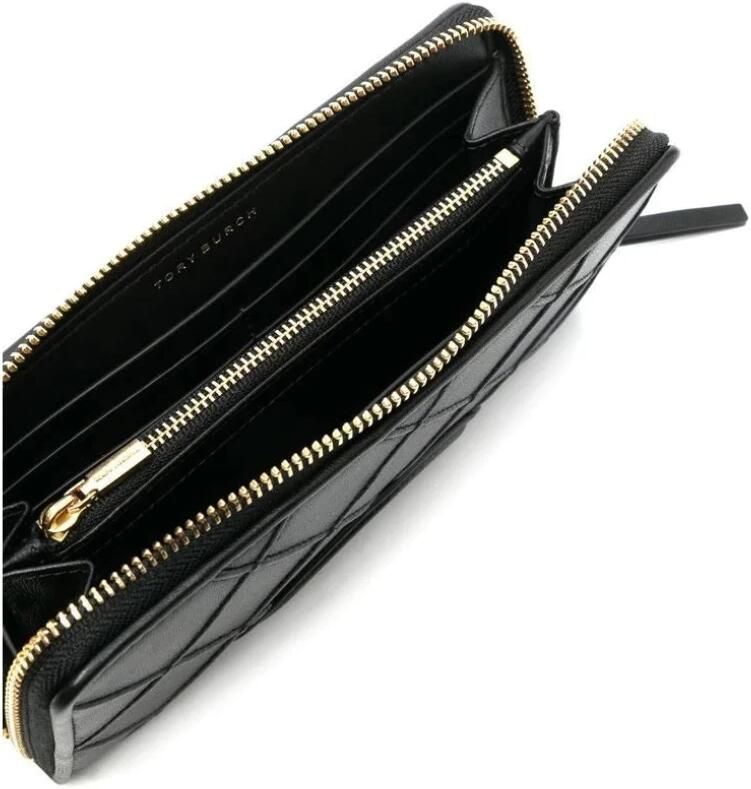 TORY BURCH Zwarte Gewatteerde Portemonnee met Ritssluiting Black Dames - Foto 3