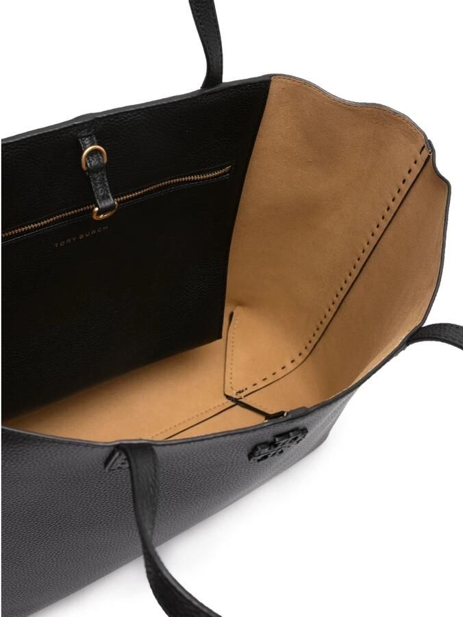 TORY BURCH Totes Mcgraw' Black Tote Bag Wit Double T Detail In Grai in zwart