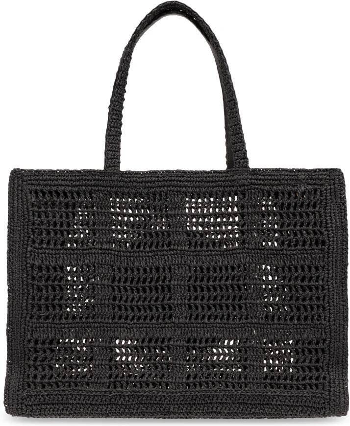 TORY BURCH Geweven Raffia Dubbel T Motief Tas Black Dames - Foto 2