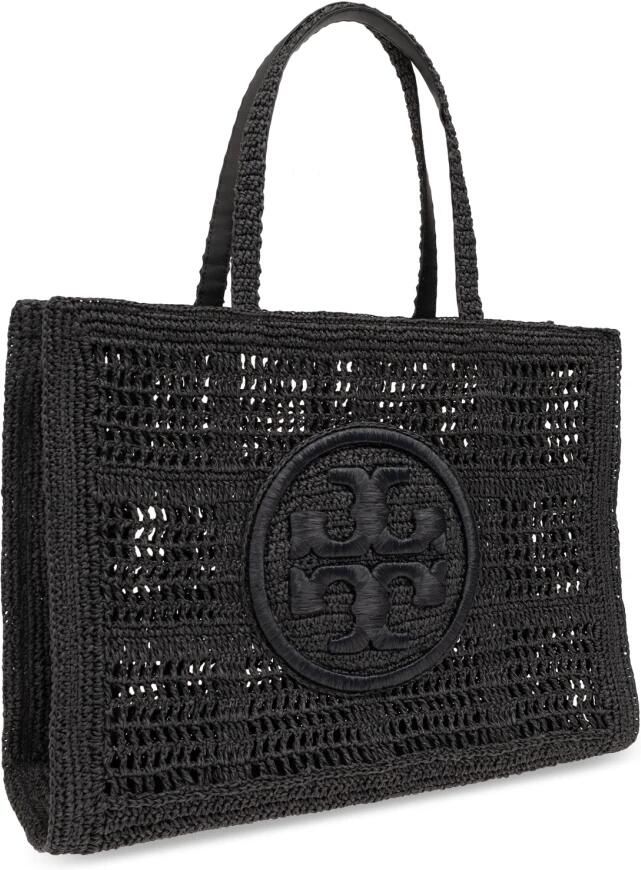 TORY BURCH Geweven Raffia Dubbel T Motief Tas Black Dames - Foto 3