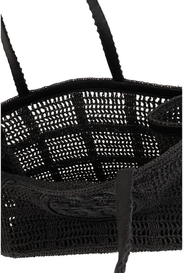 TORY BURCH Geweven Raffia Dubbel T Motief Tas Black Dames - Foto 4