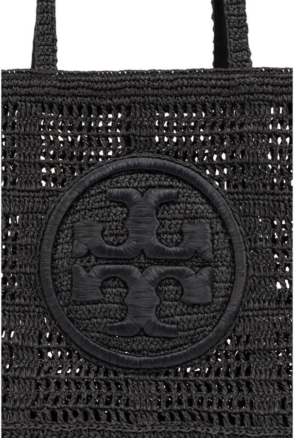 TORY BURCH Geweven Raffia Dubbel T Motief Tas Black Dames - Foto 5