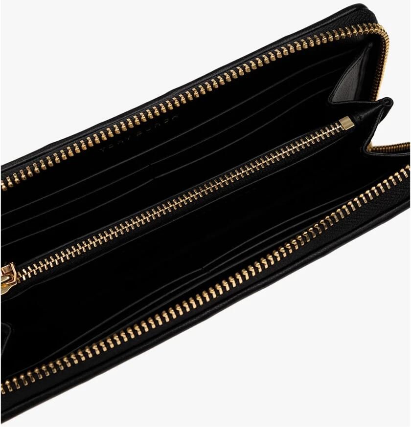 TORY BURCH Zwarte Gewatteerde Portemonnee met Ritssluiting Black Dames
