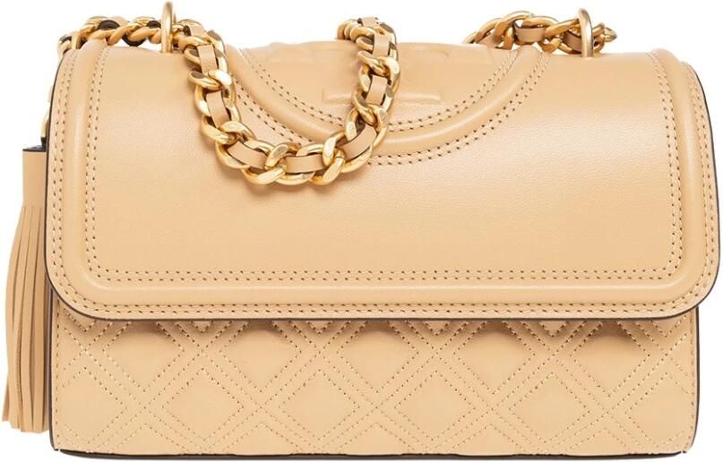 TORY BURCH Kleine Beige Leren Schoudertas Fleming Beige Dames - Foto 11