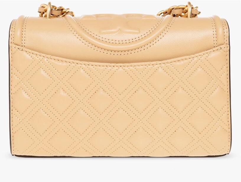 TORY BURCH Kleine Beige Leren Schoudertas Fleming Beige Dames - Foto 6