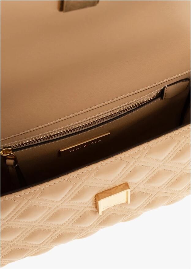 TORY BURCH Kleine Beige Leren Schoudertas Fleming Beige Dames - Foto 2
