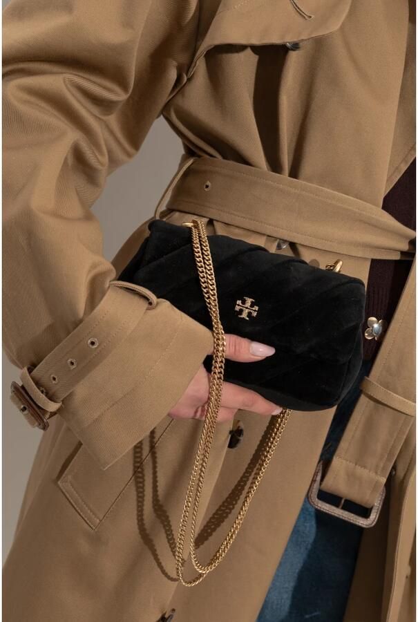 TORY BURCH Crossbody bags Kira Draped Velvet Mini Flap Bag in zwart - Foto 4
