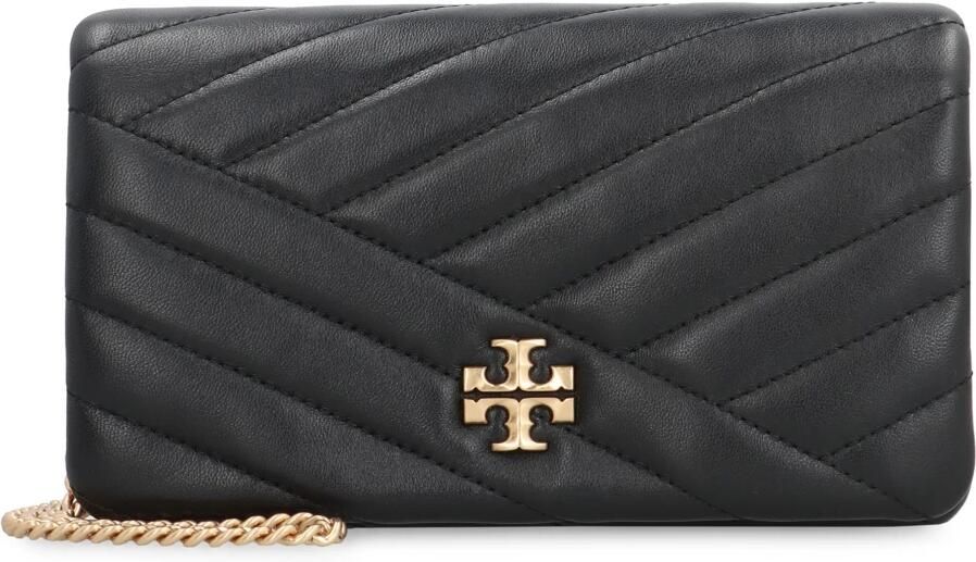 TORY BURCH Zwarte Chevron Gestikte Portemonnee met Ketting Black Dames - Foto 9