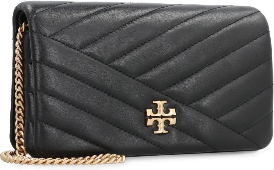 TORY BURCH Zwarte Chevron Gestikte Portemonnee met Ketting Black Dames - Foto 5