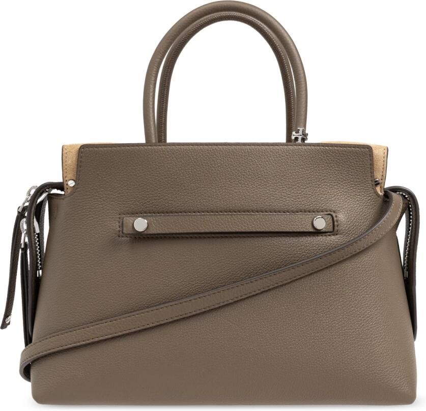 TORY BURCH Shoppers & Totes Mercer Pebbled Satchel With Structured Silhouette in grijs