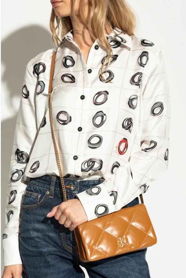 TORY BURCH Crossbody bags Kira Diamond Quilted Logo Shoulder Bag in bruin