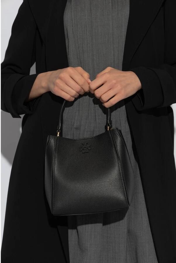 TORY BURCH Bucket bags Mcgraw Small' Black Bucket Bag With Double T In Ha in zwart - Foto 6