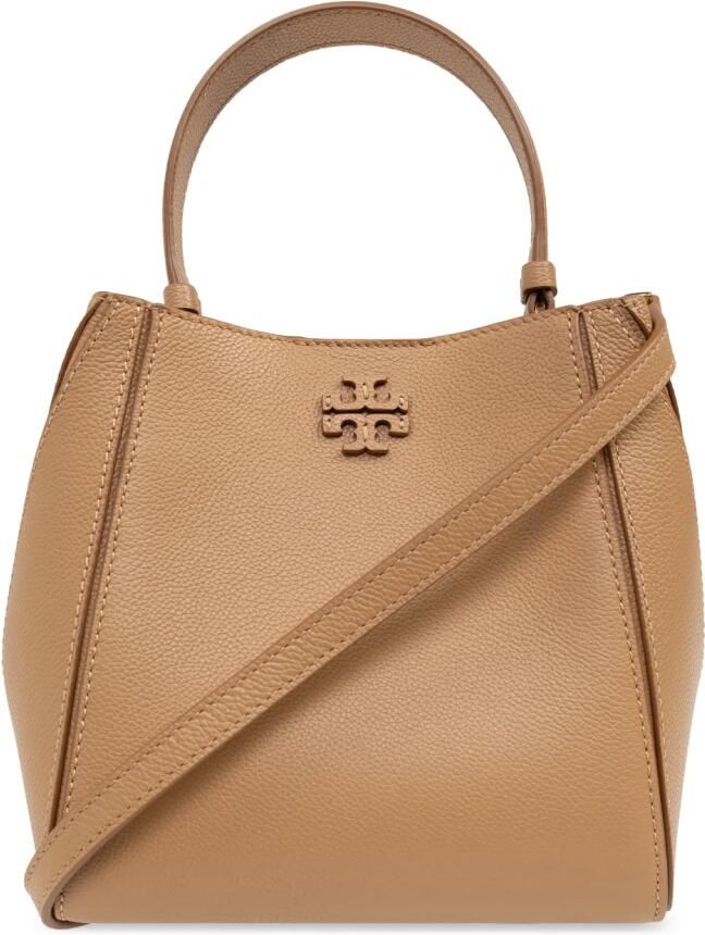 TORY BURCH Gestructureerde Leren Schoudertas met Logo Brown Dames - Foto 7