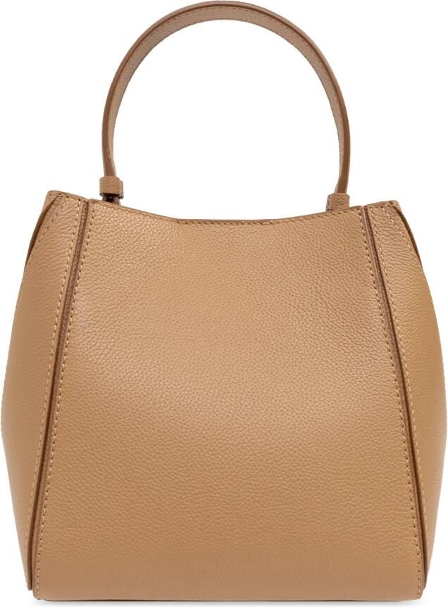 TORY BURCH Gestructureerde Leren Schoudertas met Logo Brown Dames - Foto 8