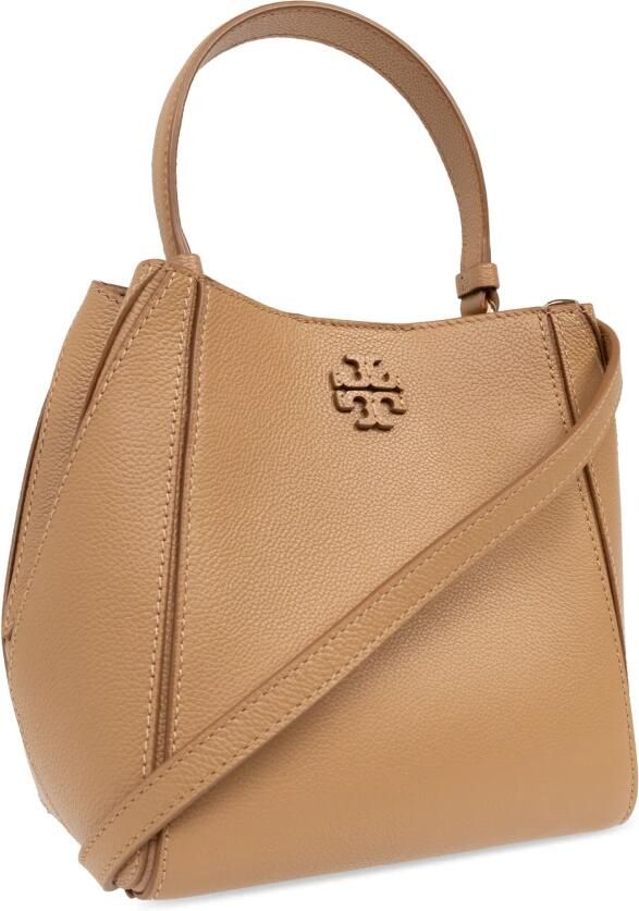 TORY BURCH Gestructureerde Leren Schoudertas met Logo Brown Dames - Foto 10