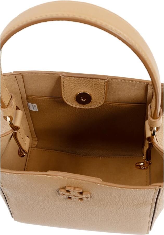 TORY BURCH Gestructureerde Leren Schoudertas met Logo Brown Dames - Foto 5