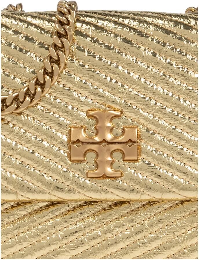 TORY BURCH Hobo bags Kira Moto Small Shoulder Bag Leather Gold in goud - Foto 3