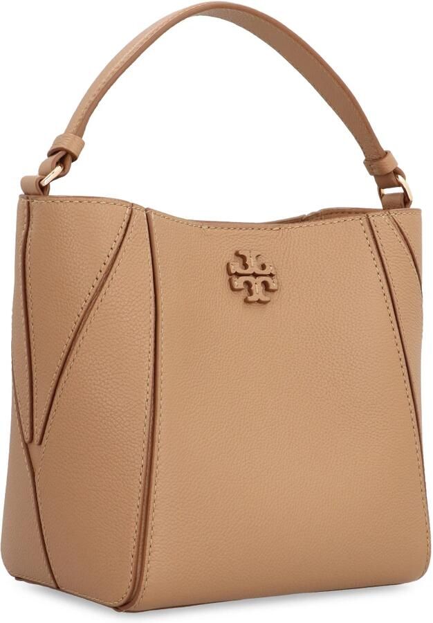 TORY BURCH Gestructureerde Leren Schoudertas met Logo Brown Dames - Foto 6