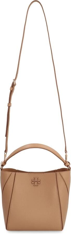 TORY BURCH Gestructureerde Leren Schoudertas met Logo Brown Dames - Foto 11
