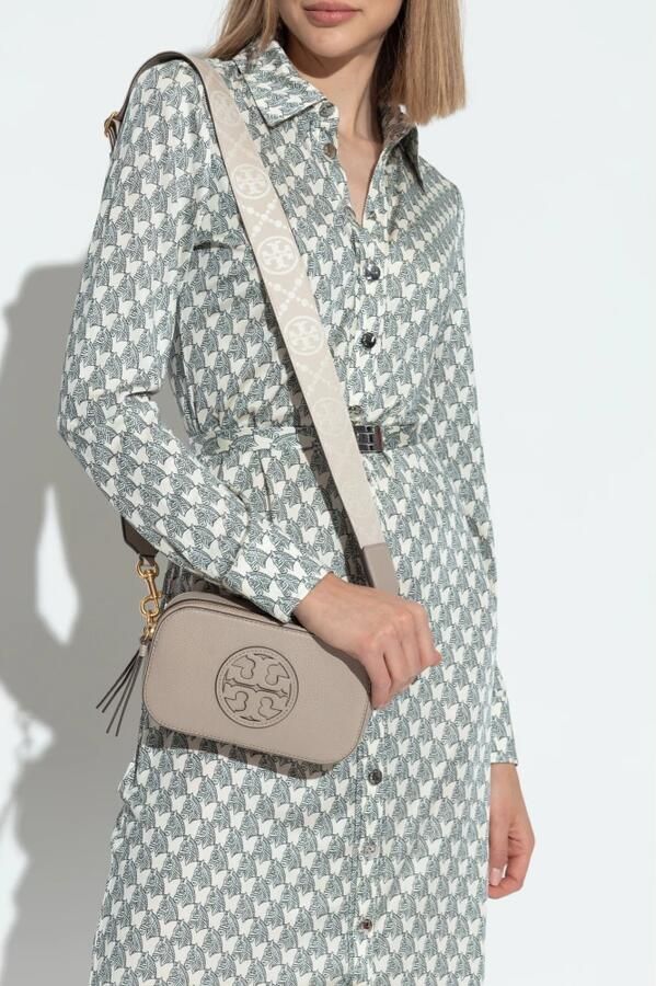 TORY BURCH Beige Leren Schoudertas met Double T Motief Beige Dames - Foto 6