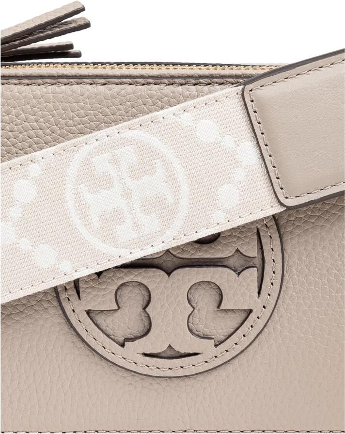 TORY BURCH Beige Leren Schoudertas met Double T Motief Beige Dames - Foto 4