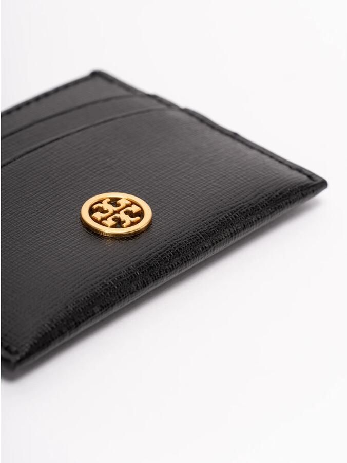 TORY BURCH Zwarte Robinson Kaarthouder Stijlvol en Compact Portemonnee Black Dames