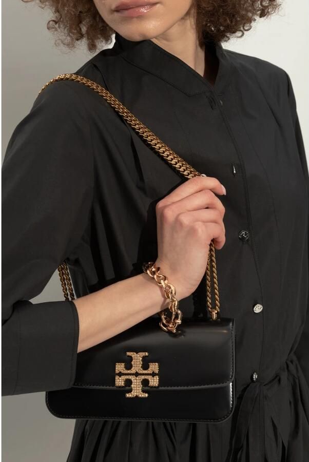TORY BURCH Shoppers Eleanor Pave Spazzolato E W Small Convertible Shou in zwart - Foto 4