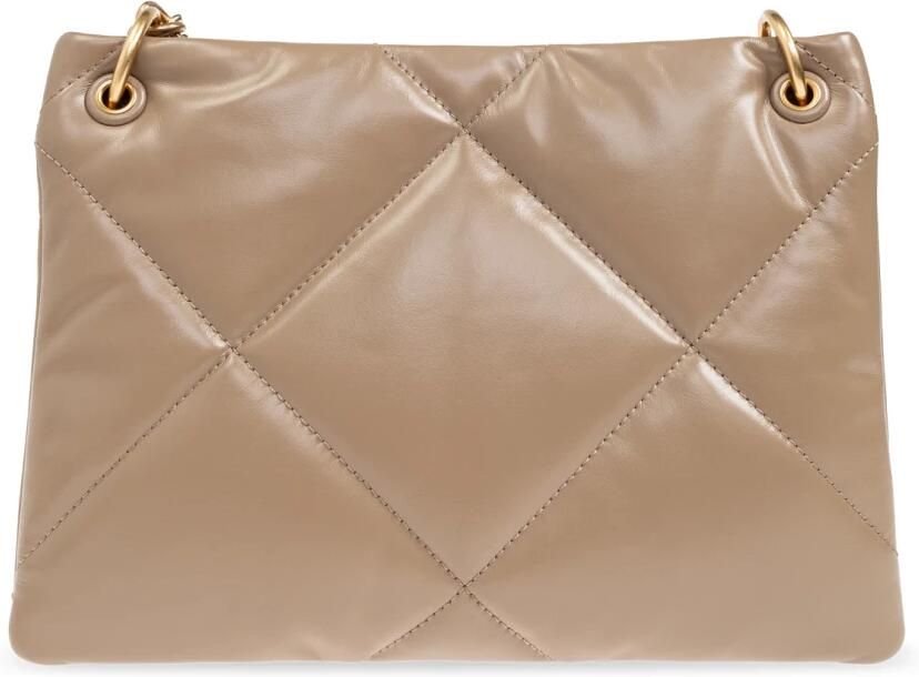 TORY BURCH Gewatteerde leren schoudertas met kettinghandvatten Beige Dames - Foto 6