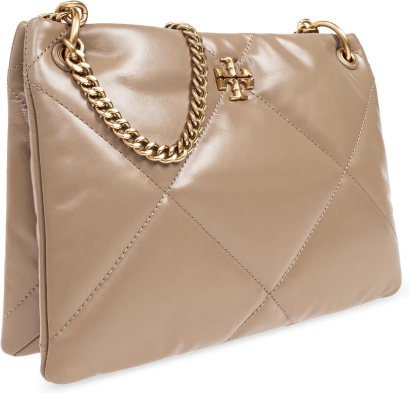 TORY BURCH Gewatteerde leren schoudertas met kettinghandvatten Beige Dames - Foto 3