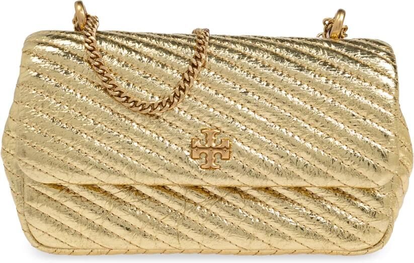 TORY BURCH Crossbody bags Kira Metallic Moto Quilt Mini Flap Bag in goud