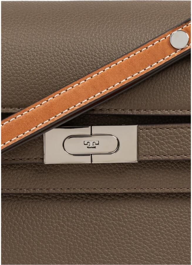TORY BURCH Shoppers Lee Radziwill Color-Block Pebbled Shoulder Bag in taupe - Foto 6