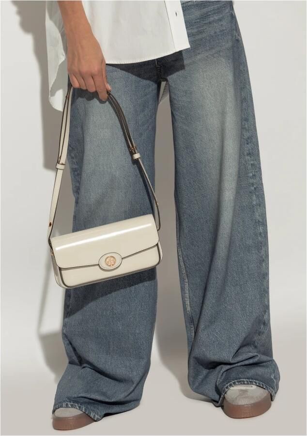TORY BURCH Shoppers Robinson Shoulder Bag Leather White in beige - Foto 4